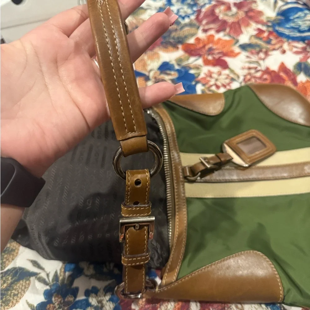 Prada Olive Green and Tan Shoulder Bag - Picture 6 of 8